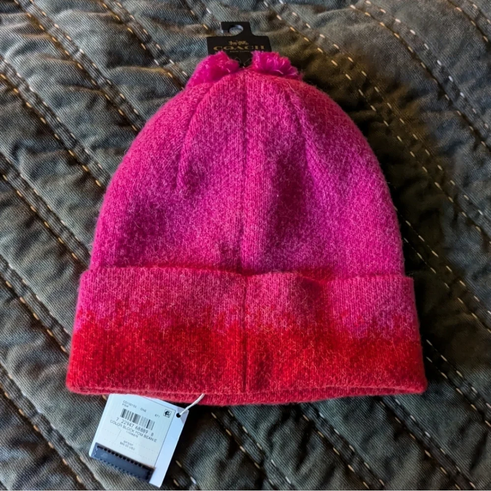 Coach Color Block Pom Beanie - Picture 2 of 3